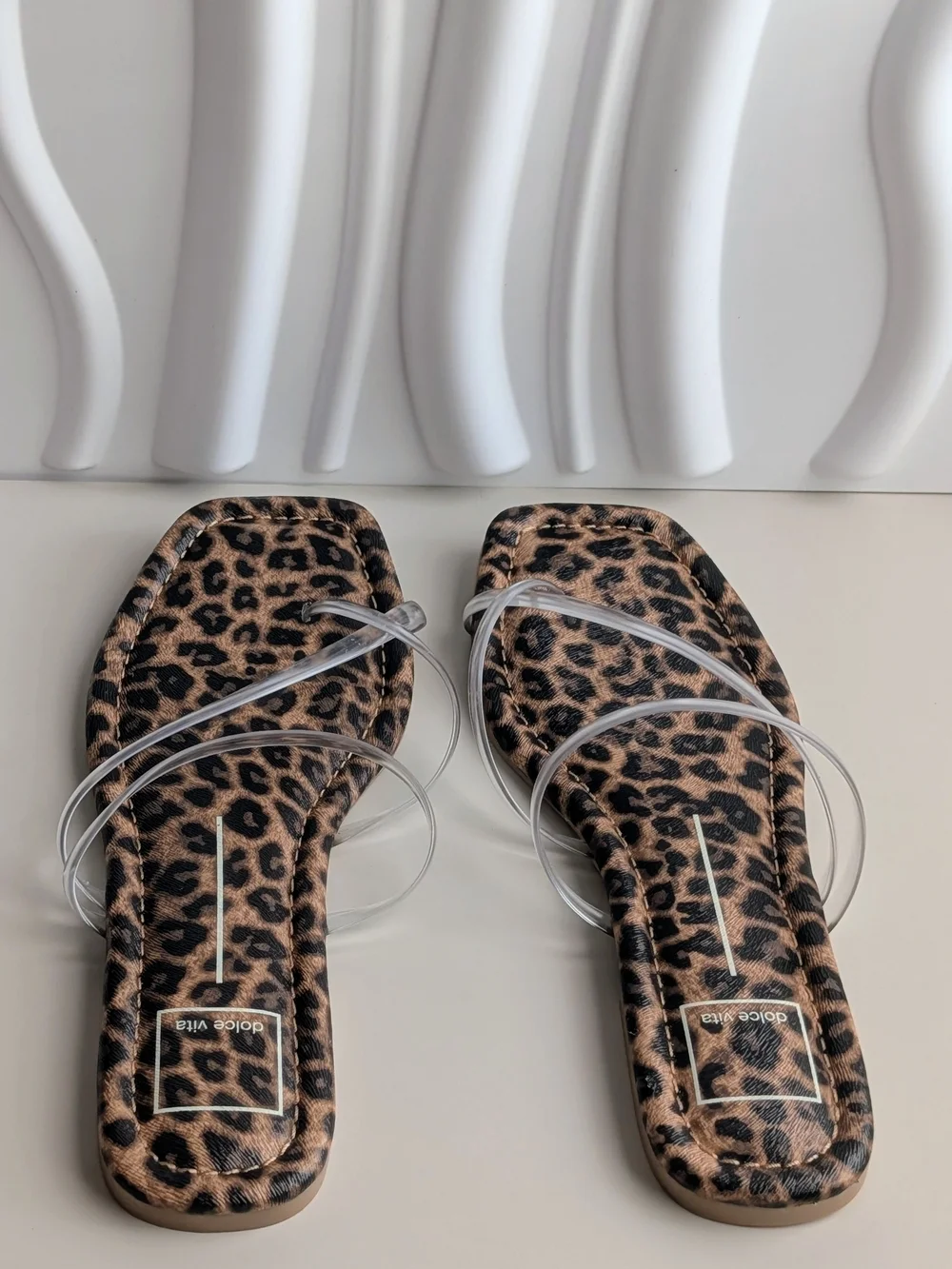 Dolce Vita Leanna Leopard Clear Strap Slide Sandals Size 8 NIB